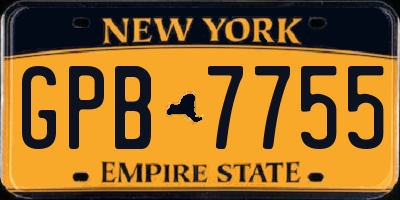 NY license plate GPB7755