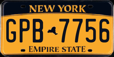 NY license plate GPB7756