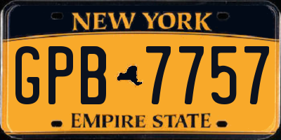 NY license plate GPB7757