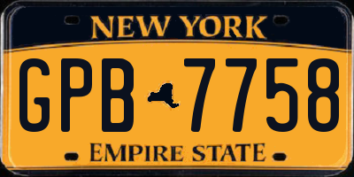 NY license plate GPB7758
