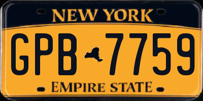 NY license plate GPB7759