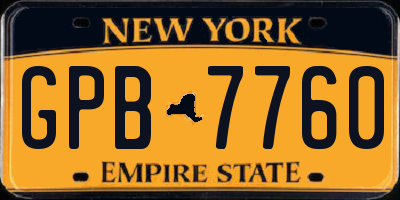 NY license plate GPB7760