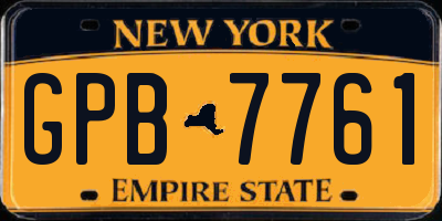 NY license plate GPB7761