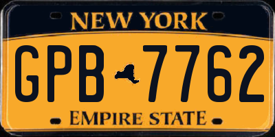 NY license plate GPB7762