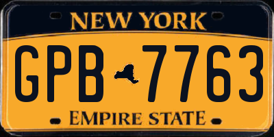 NY license plate GPB7763