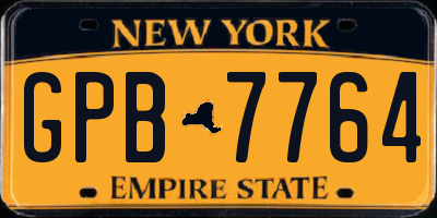 NY license plate GPB7764