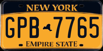 NY license plate GPB7765