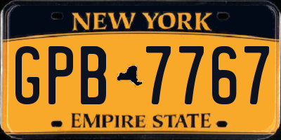 NY license plate GPB7767