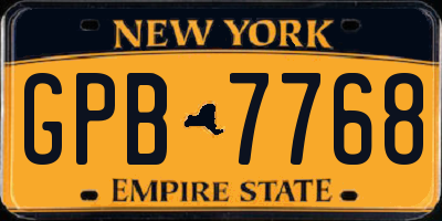 NY license plate GPB7768
