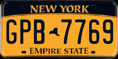 NY license plate GPB7769