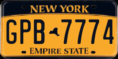 NY license plate GPB7774