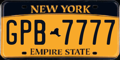 NY license plate GPB7777