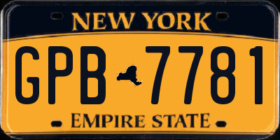 NY license plate GPB7781