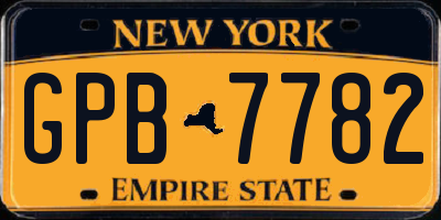 NY license plate GPB7782