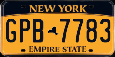 NY license plate GPB7783