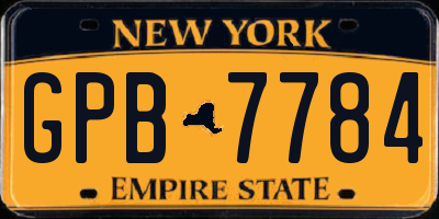 NY license plate GPB7784