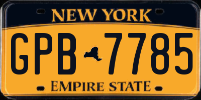 NY license plate GPB7785
