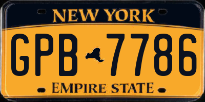 NY license plate GPB7786