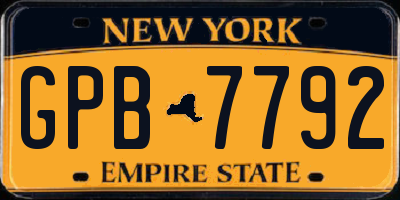 NY license plate GPB7792