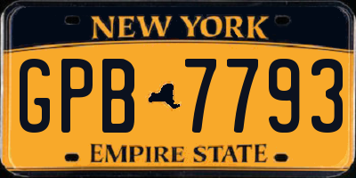 NY license plate GPB7793