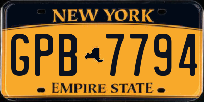 NY license plate GPB7794