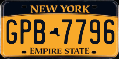 NY license plate GPB7796