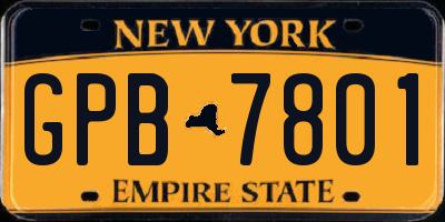 NY license plate GPB7801