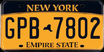 NY license plate GPB7802