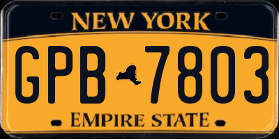 NY license plate GPB7803