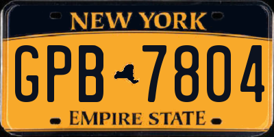 NY license plate GPB7804