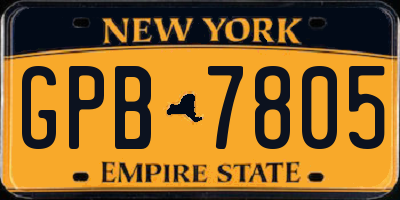 NY license plate GPB7805