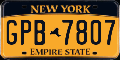NY license plate GPB7807