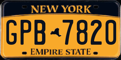 NY license plate GPB7820