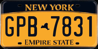 NY license plate GPB7831