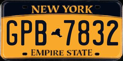 NY license plate GPB7832