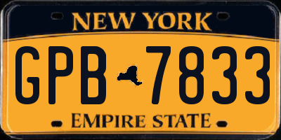 NY license plate GPB7833