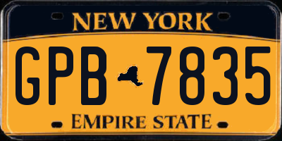NY license plate GPB7835
