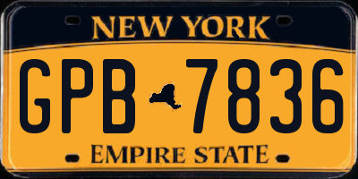 NY license plate GPB7836
