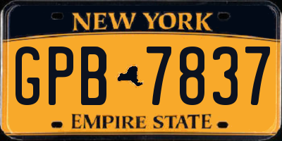 NY license plate GPB7837
