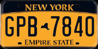 NY license plate GPB7840