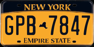 NY license plate GPB7847