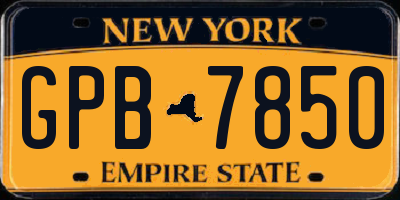 NY license plate GPB7850
