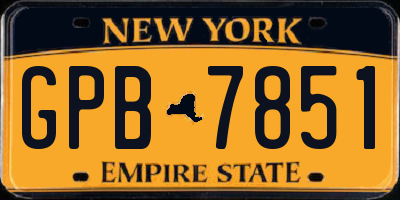 NY license plate GPB7851