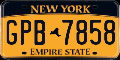 NY license plate GPB7858