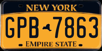 NY license plate GPB7863