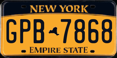 NY license plate GPB7868