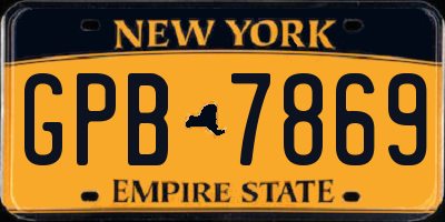 NY license plate GPB7869