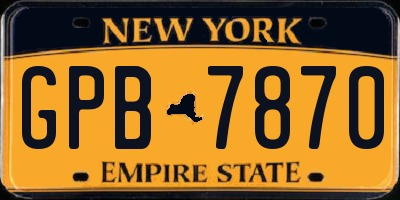 NY license plate GPB7870
