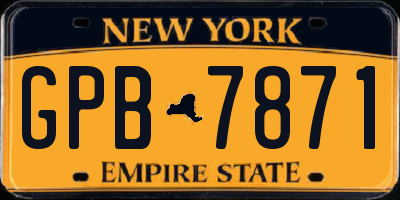 NY license plate GPB7871