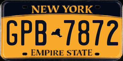 NY license plate GPB7872
